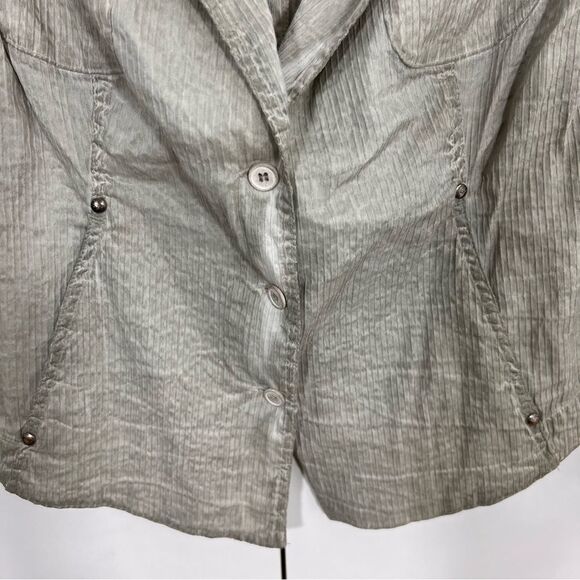 Transit Par Such Shirt Jacket Women Sz 3 Green Textured Y2K V Neck Long Sleeve - Picture 3 of 9